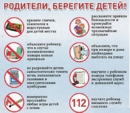 Памятка для родителей &amp;quot;Расскажите детям о правилах пожарной безопасности&amp;quot;.